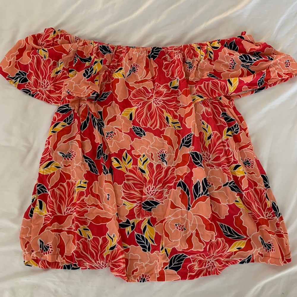 Off Shoulder Bright Floral Top